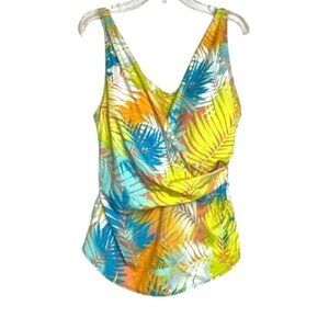 Denim & Co. Beach V-Neck Tankini  Size 12 (606)